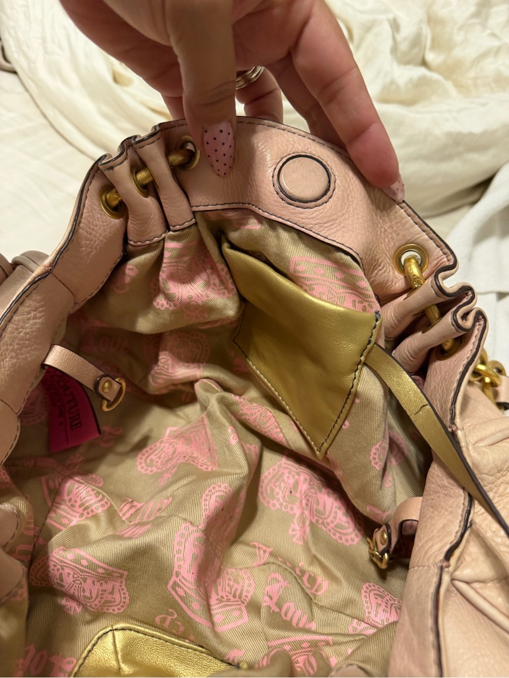 Juicy Couture Day Dreamer Soft Pink Leather Purse with Gold Chain Handles - Picture 7 of 11